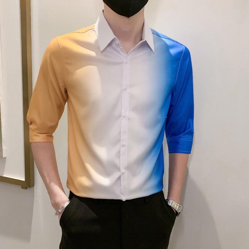 Sơ mi nam Áo sơ mi nam chất liệu cotton siêu mát không nhăn không nhàu Áo in màu săc trẻ trung hài hòa tôn dáng H61