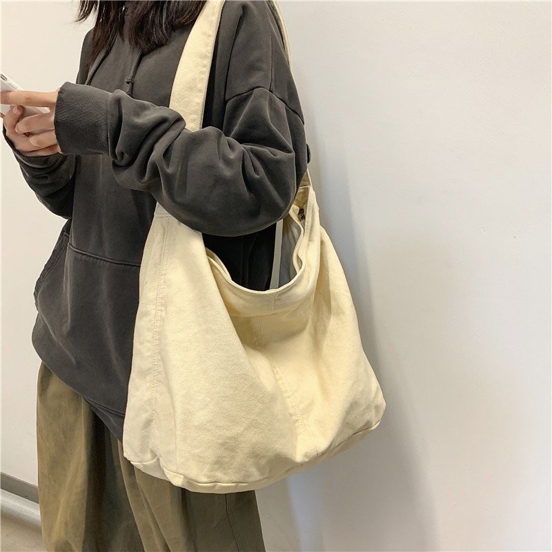 Túi Tote vải canvas đeo vai đeo chéo thời trang cá tính phong cách học sinh sinh viên đi học đi làm đi chơi
