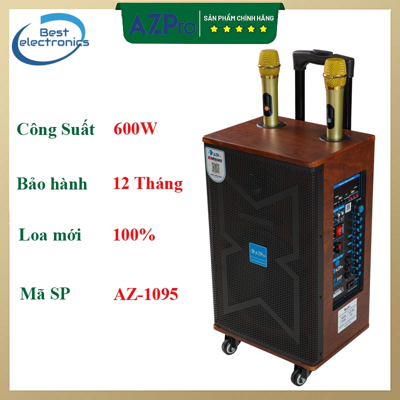 Loa Kéo Karaoke Công Suất Lớn 600W | Loa Kéo Giá Rẻ AZPro AZ-1095 Bass 25 | Loa Kéo Bluetooth Đọc Được Usb Thẻ Nhớ