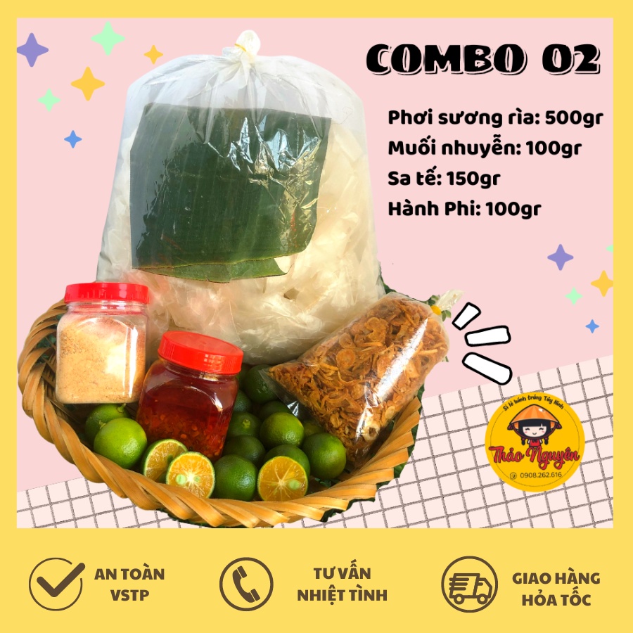Combo bánh tráng phơi sương rìa muối nhuyễn sa tế hành phi tỏi phi