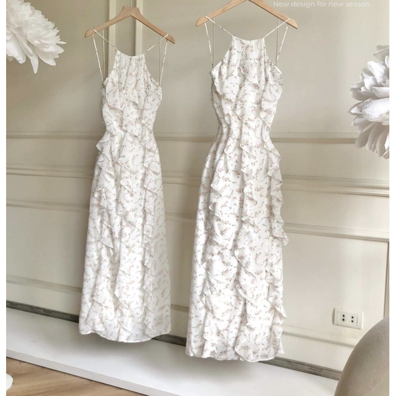 Đầm lụa bèo hoa nhí cổ yếm Wabisabi N2002