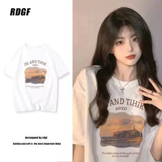  Rdgf Chính Thức Áo Thun cotton Tay Ngắn Dáng Rộng In Họa Tiết senior sense Siêu Đẹp Mùa Hè Cho Nữ 