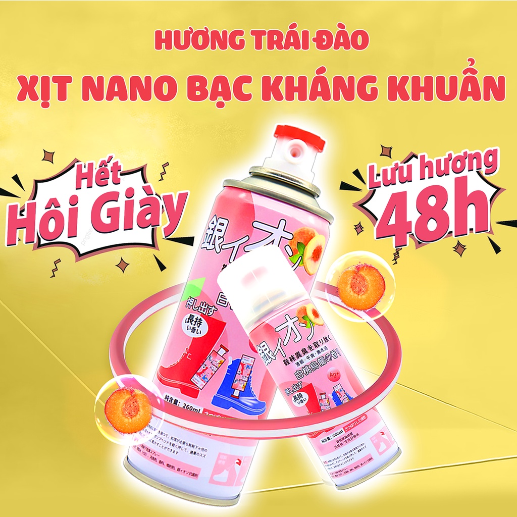 Bình xịt khử mùi hôi giày dép nano bạc diệt khuẩn, chai sịt hết hôi giầy, lọ sịt làm thơm tất, vớ chân, tủ quần áo, mũ.