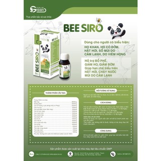 Bee siro hỗ trợ bổ phế, giảm ho, giảm đờm. chai 100ml