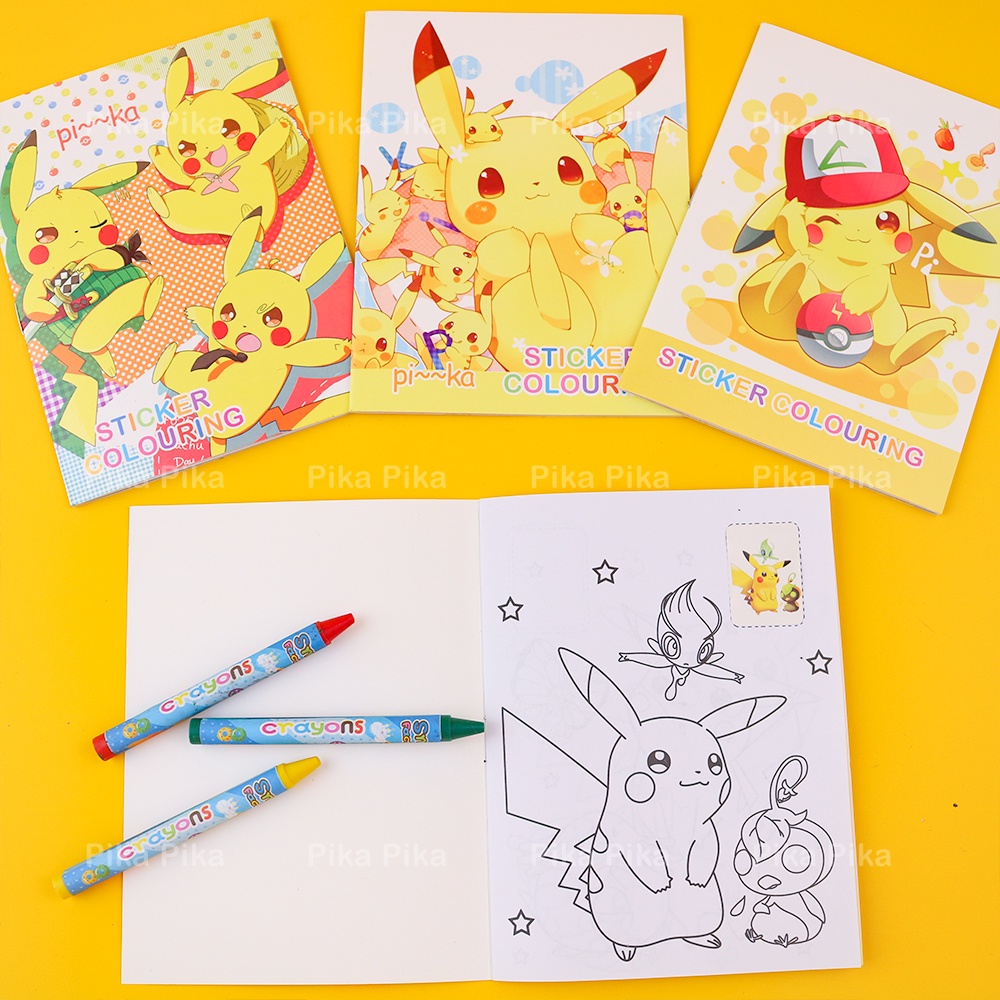 Set sticker tô màu giải trí Pikachu Pokemon dễ thương cute TooYoo BK00374