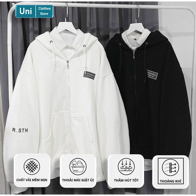 Áo Khoác Nỉ Unisex Nam Nữ Có Khóa Kéo Màu Đen, Áo Khoác Nỉ Unisex Form Rộng, Áo Hoodie Unisex, Áo Khoác Đôi | BigBuy360 - bigbuy360.vn