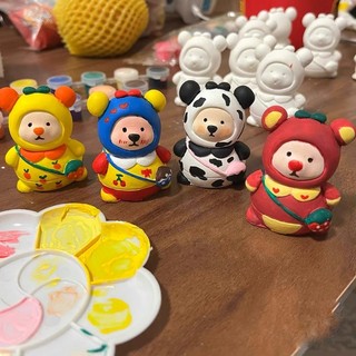 Set tô tượng mini set tô tượng thạch cao gấu mini - kuromi - stitch hoat hình 3D - tặng kèm màu, dụng cụ vẽ