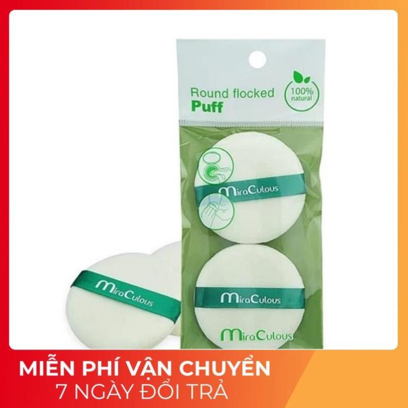 Bông phấn ướt tròn cao cấp Miraculous (bịch 2 miếng) dùng để tán kem lót, kem nền, phấn nước, tán kem mỏng đều, tự nhiên