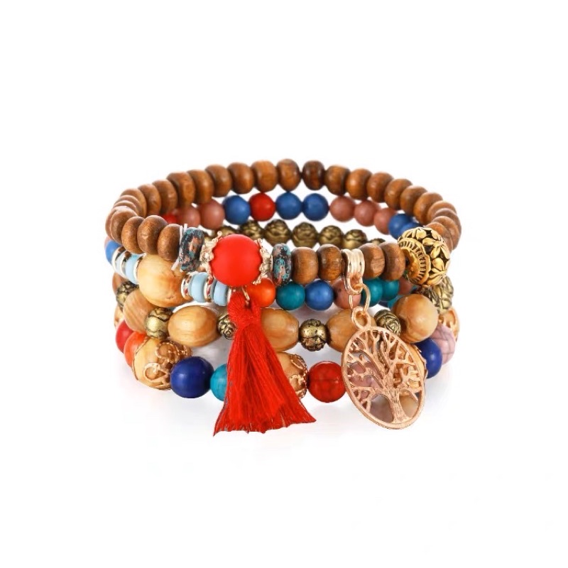 Set 4 vòng tay gỗ phong cách bohemian - Khanturban.vn