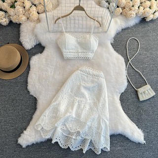 Bikini ren trắng váy ôm siêu sang