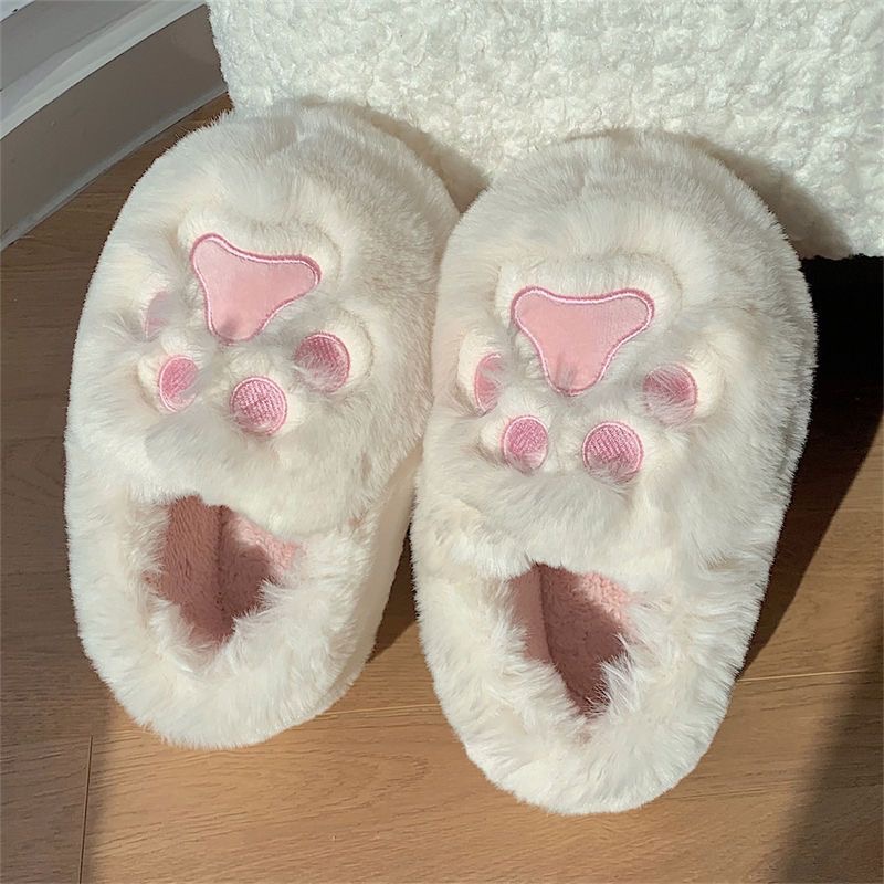 Babyfair Cat Paw Sang Trọng Dép Đáng Yêu Ấm Áp Mềm Mại Thoải Mái Nữ Lông Đi Trong Nhà
