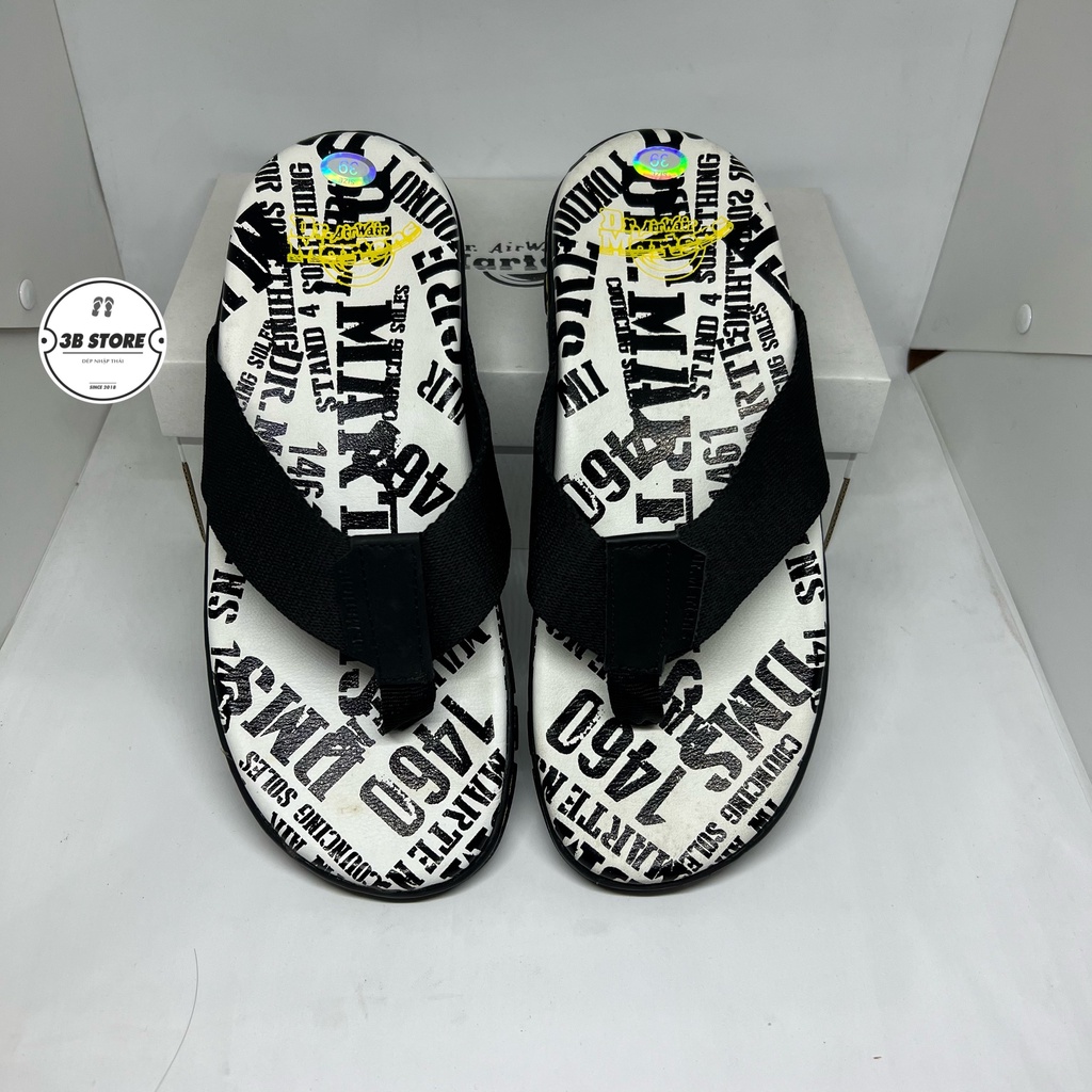 Dép kẹp nam đế trắng chữ, dép xỏ ngón ⚡️FREESHIP⚡️Dr.Martens Cao Cấp, Siêu Êm, Siêu Bền FULLBOX