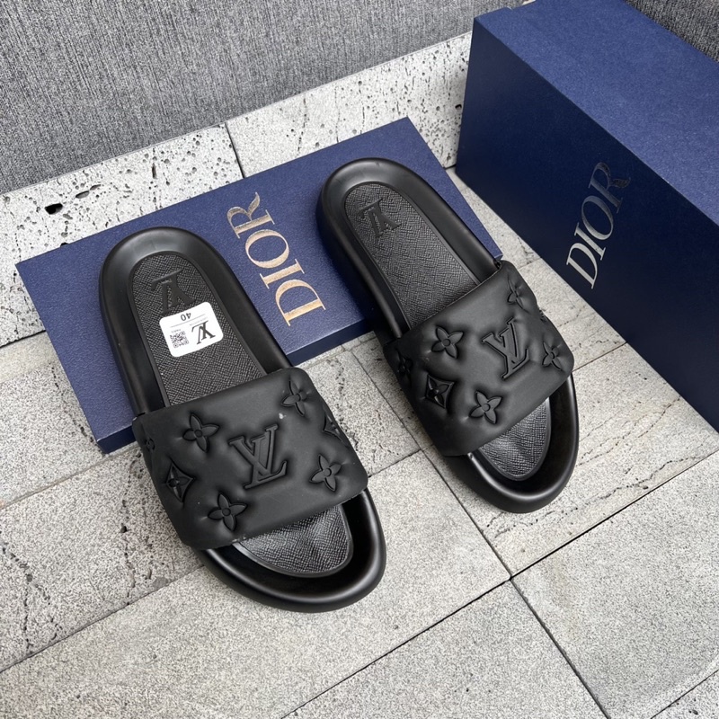 Dép LV nam đế đúc quai da mẫu mới 2023