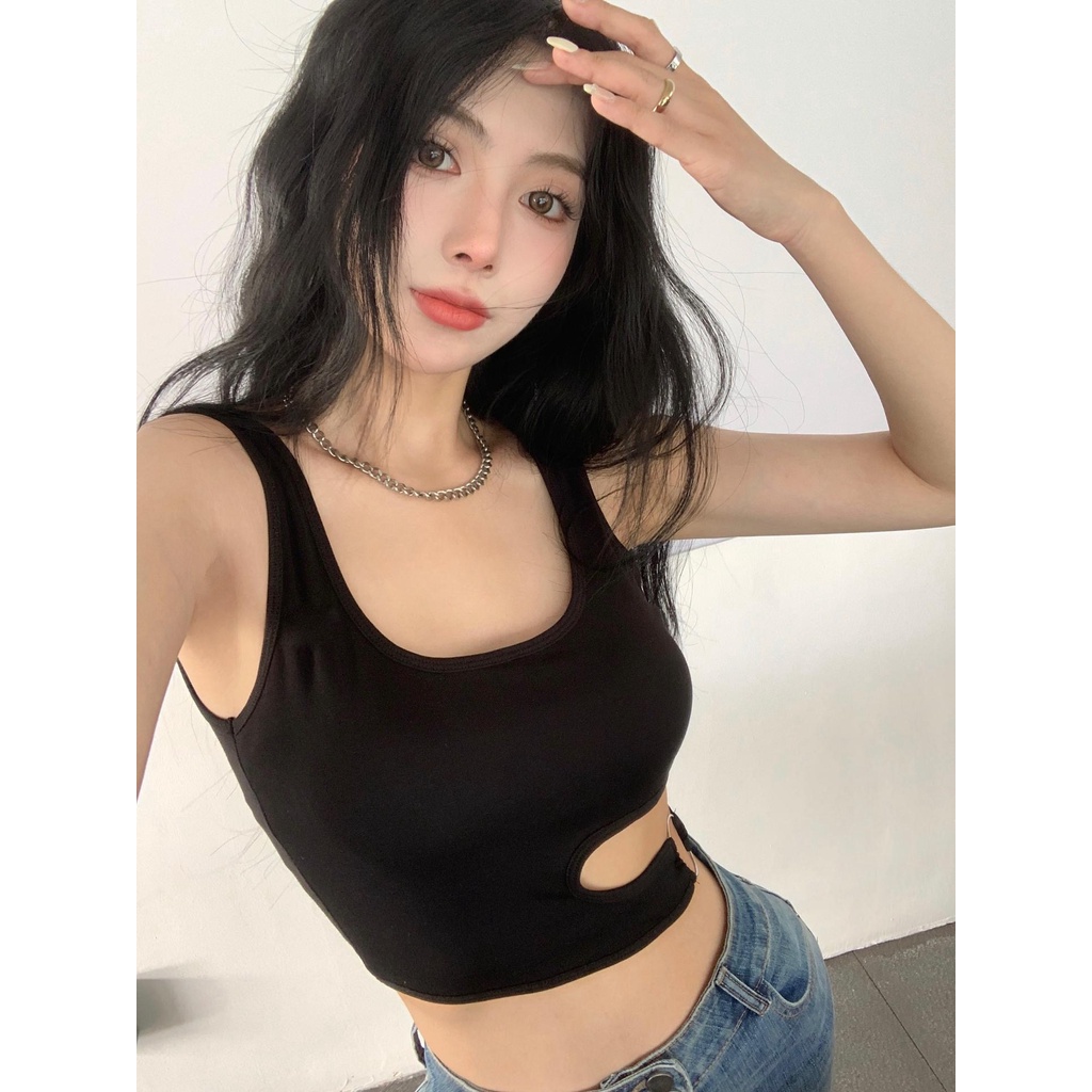 ZHELIHANGFEI Áo Croptop Hai Dây Lưng Cao Kiểu Dáng Ngọt Ngào Quyến Rũ