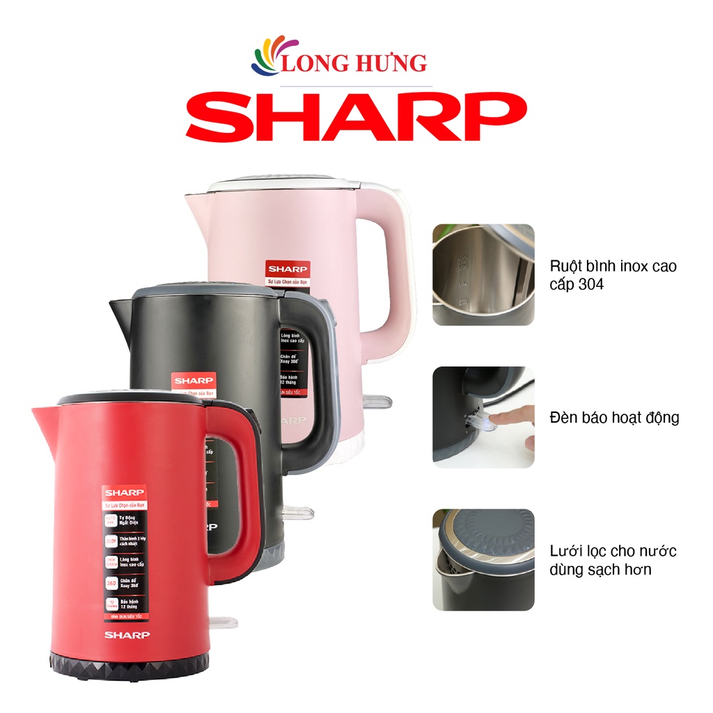 Bình đun siêu tốc Sharp 1.7 lít EKJ-17EVPS - Hàng chính hãng