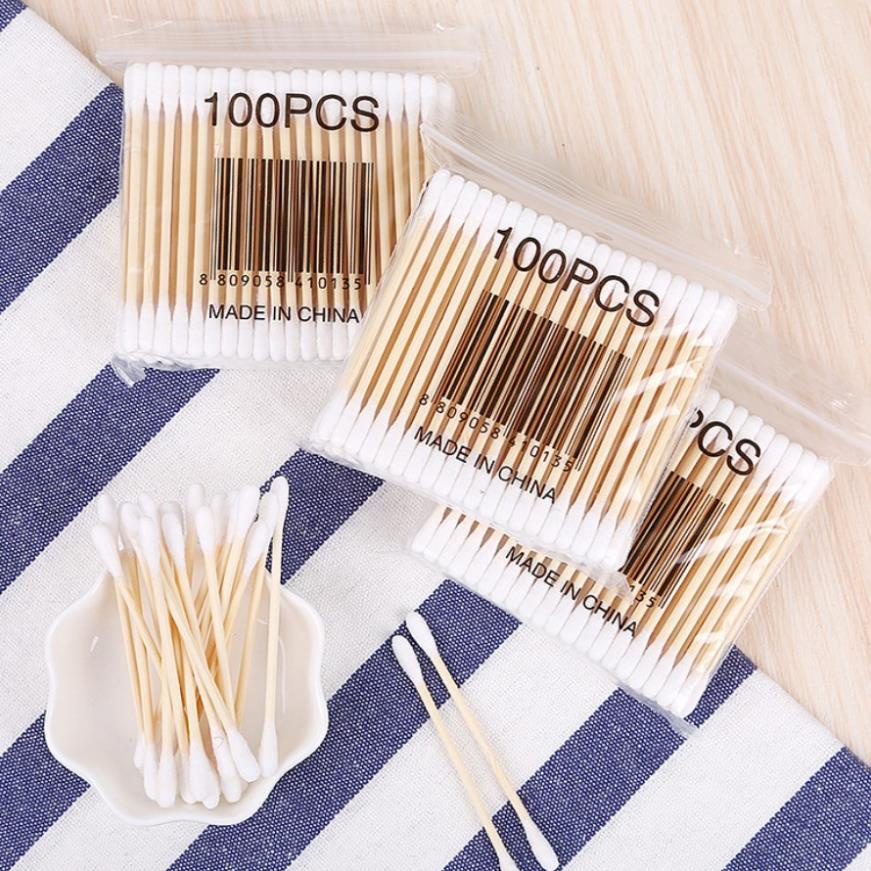 Tăm Bông Ngoáy Tai 100 Que Thân Gỗ Thân Thiện Với Môi Trường