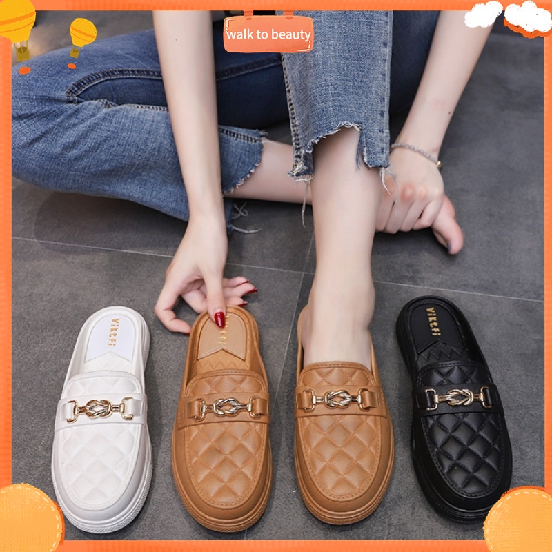 Giày Nữ Đế Phẳng Chống Trơn Trượt Giày Lười PVC Thời Trang Mùa Hè Có 3 Màu walk to beauty
