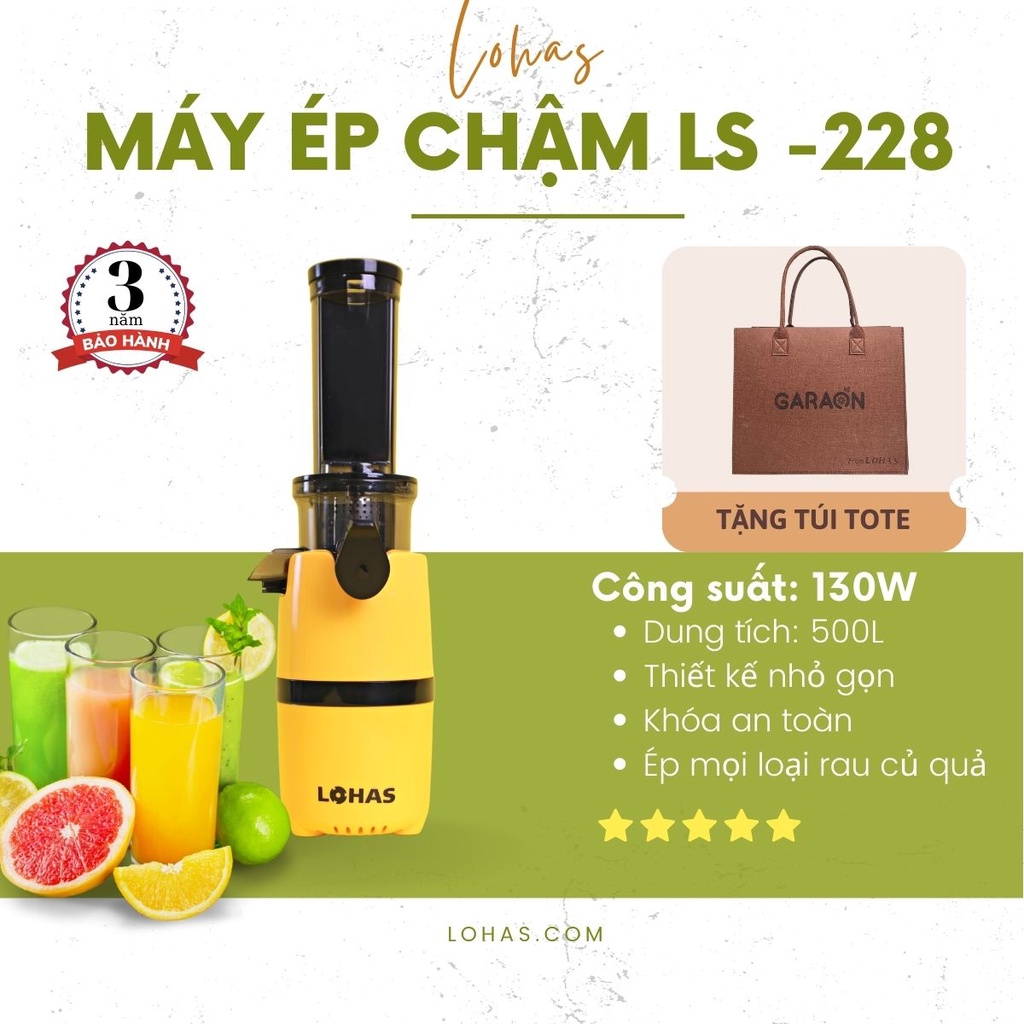 Máy Ép Chậm Mini LOHAS LS-228, Máy Ép Trái Cây, Rau Củ Quả Cao Cấp Chính Hãng - Bảo Hành 36 Tháng