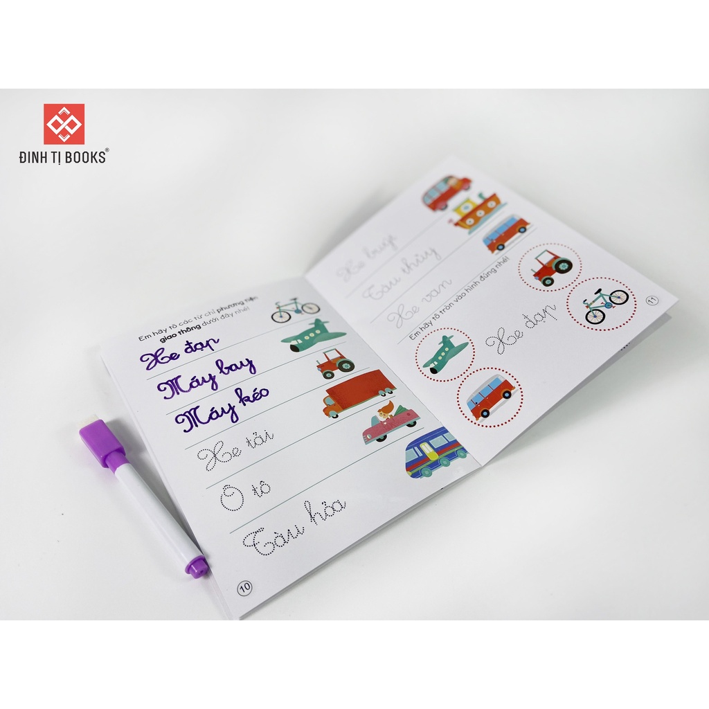 Sách - Bộ sách viết và xóa với 150 hoạt động giúp bé tập viết và rèn luyện tư duy - Cho bé từ 3 - 9 tuổi - Đinh Tị Books