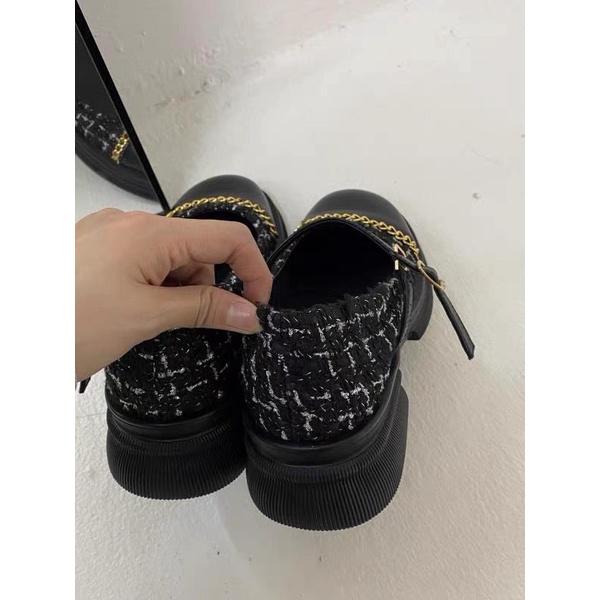 Giày Mary Jane quai ngang dạ tweed
