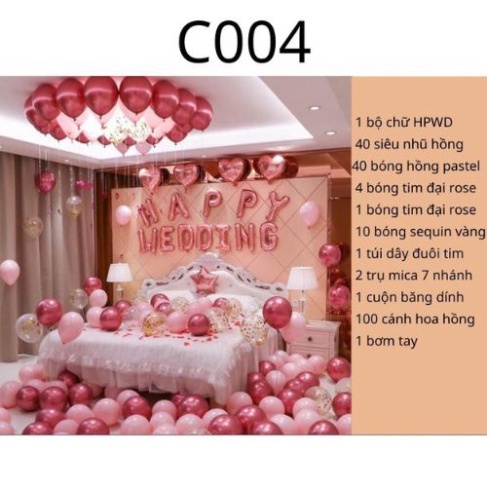Sét Bóng Trang Trí Phòng Cưới, Bóng Bay Trang Trí Phòng Cưới