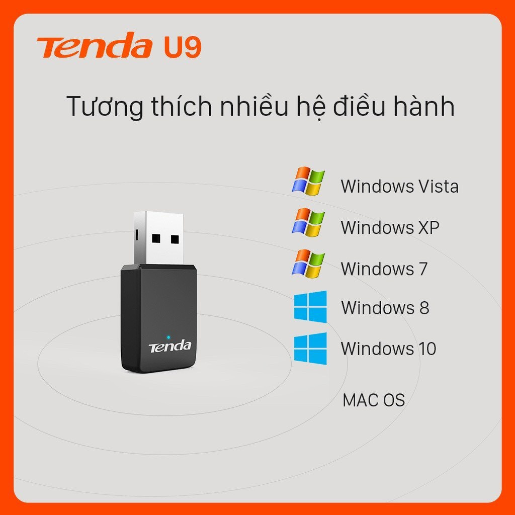 Thu Wifi Tenda U9 USB kết nối Wifi chuẩn AC tốc độ lên đến 5Ghz/433Mbps