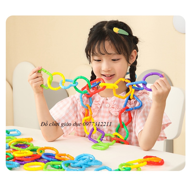 Bộ đồ chơi ghép móc xích hình học bằng nhựa giúp bé phát triển trí tuệ