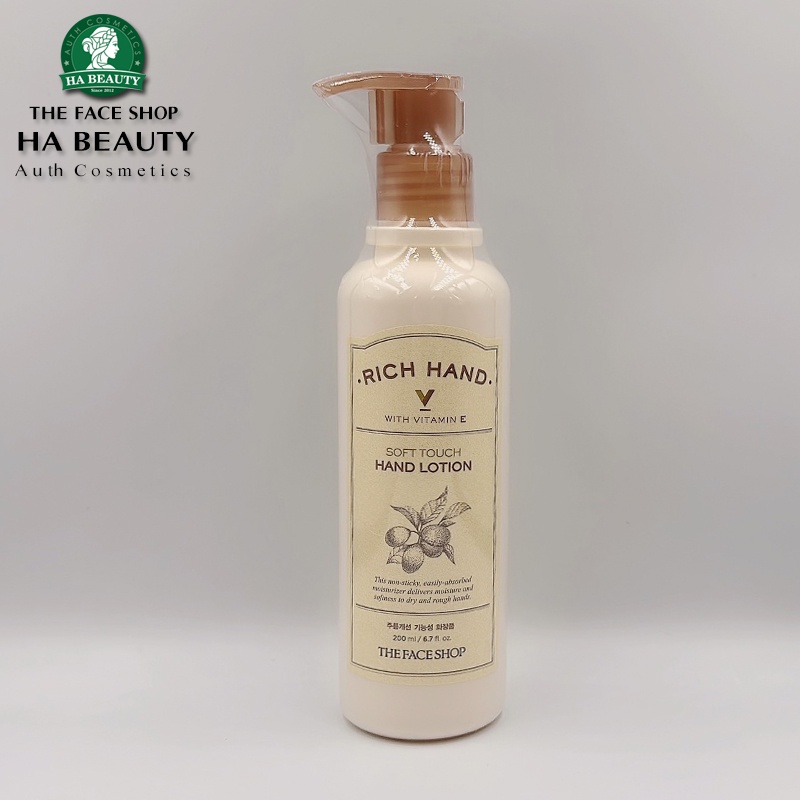 Kem Dưỡng Tay Cung Cấp Ẩm THE FACE SHOP Rich Hand V Soft Touch Hand Lotion 200ml