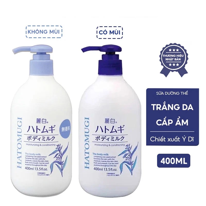 Sữa Dưỡng Thể Reihaku Hatomugi Body Milk Dùng Ban Đêm 400ml - Không Mùi Hương