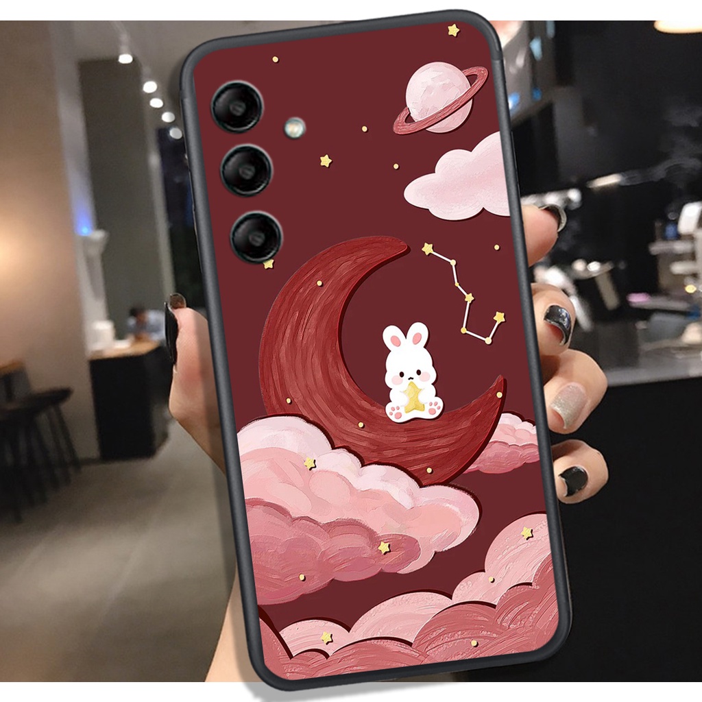 Ốp Lưng Samsung A14 4G - A14 5G - A24 4G - A24 5G - A54 5G - A34 5G  , In Hình Rabbit & Moon, Màu Đẹp, Chất.