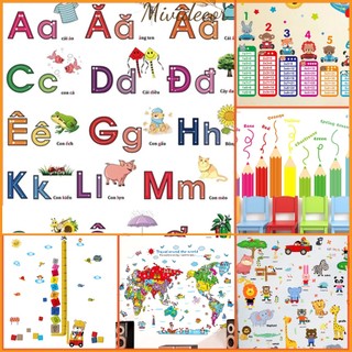 Decal Bảng chữ cái bảng số đếm dán phòng cho bé decal đo chiều cao vườn thú động vật trang trí phòng bé tổng hợp đủ mẫu