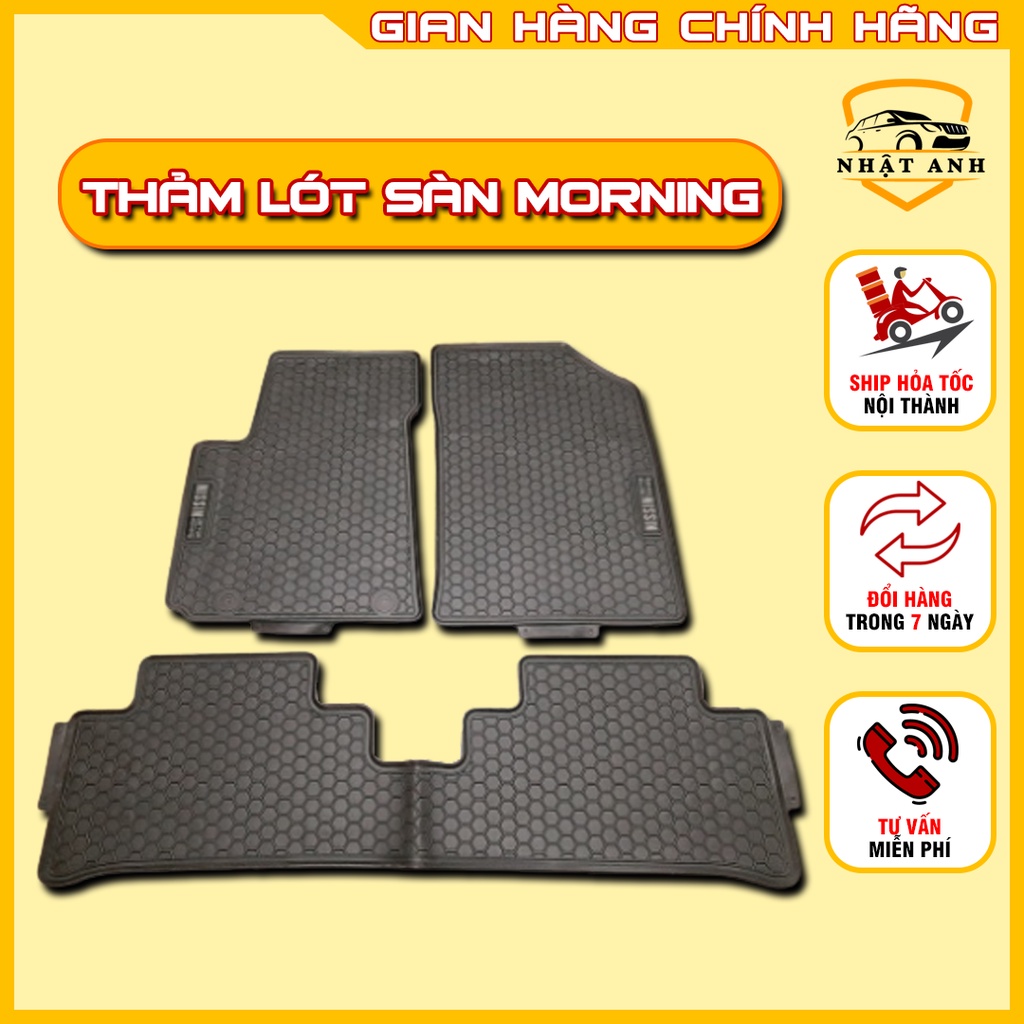 Thảm Sàn, Thảm Lót Sàn Cao Su Đúc Nissin Vân Tổ Ong Chuẩn Form Xe Kia Morning