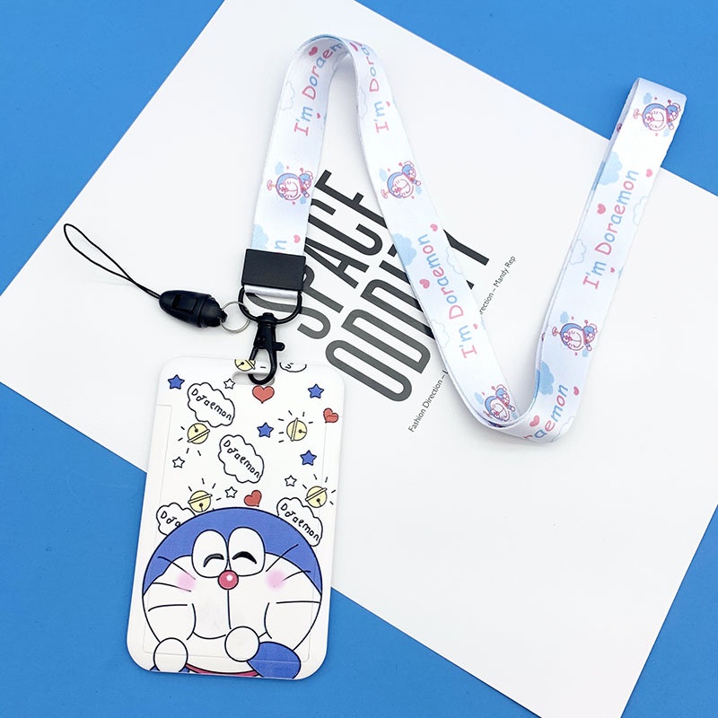 Dây đeo thẻ dọc dành cho học sinh, sinh viên, nhân viên họa tiết hoạt hình Doraemon dễ thương