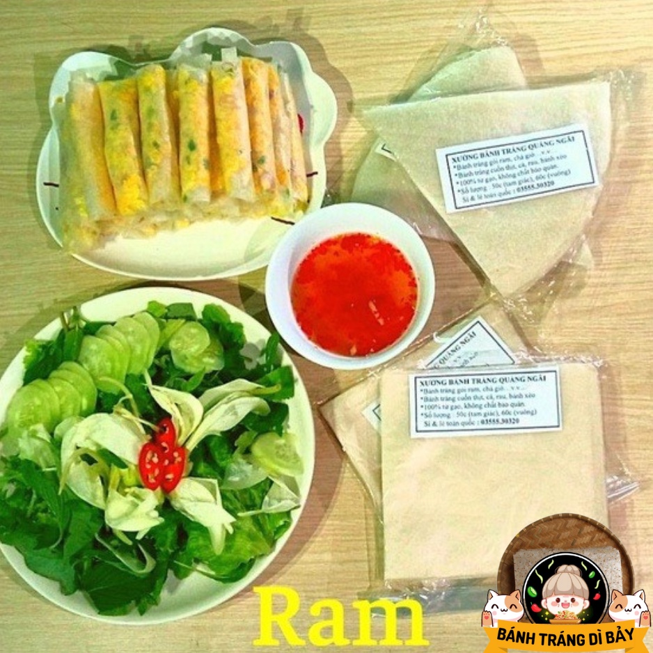 Bánh tráng gói Ram Dì Bảy, bánh tráng gạo gói Ram Quảng Ngãi mỏng dẻo chất lượng D01