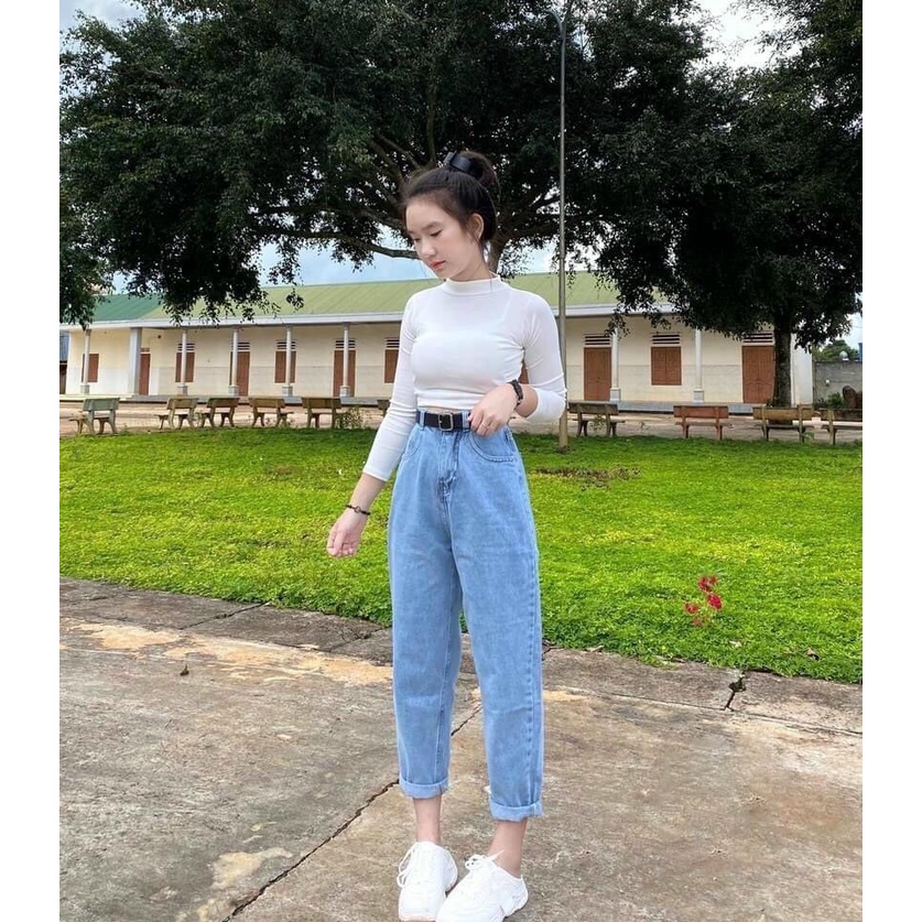 Quần Jeans Xanh Kiểu Dáng Baggy chất dày mềm mịn cao cấp Trơn Cá Tính