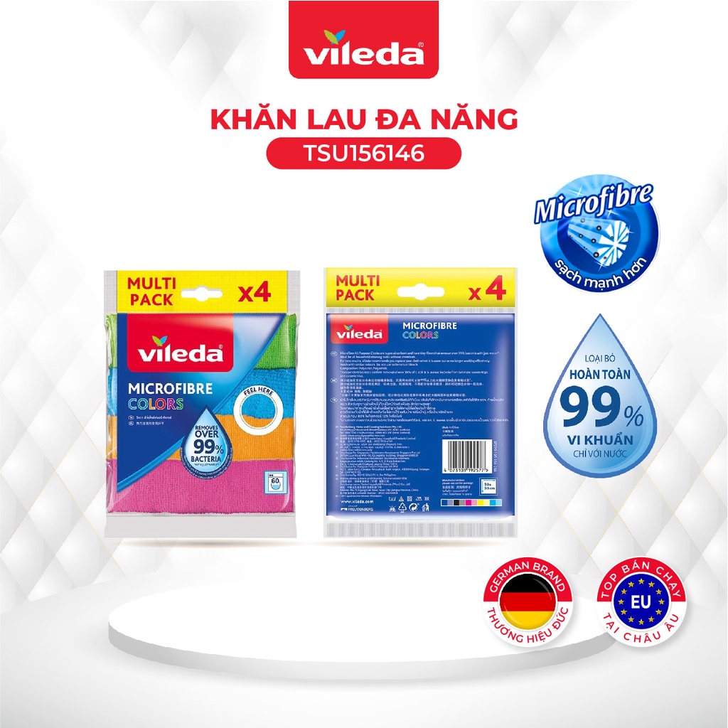 Khăn lau đa năng VILEDA set 4 chiếc một gói - TSU156146