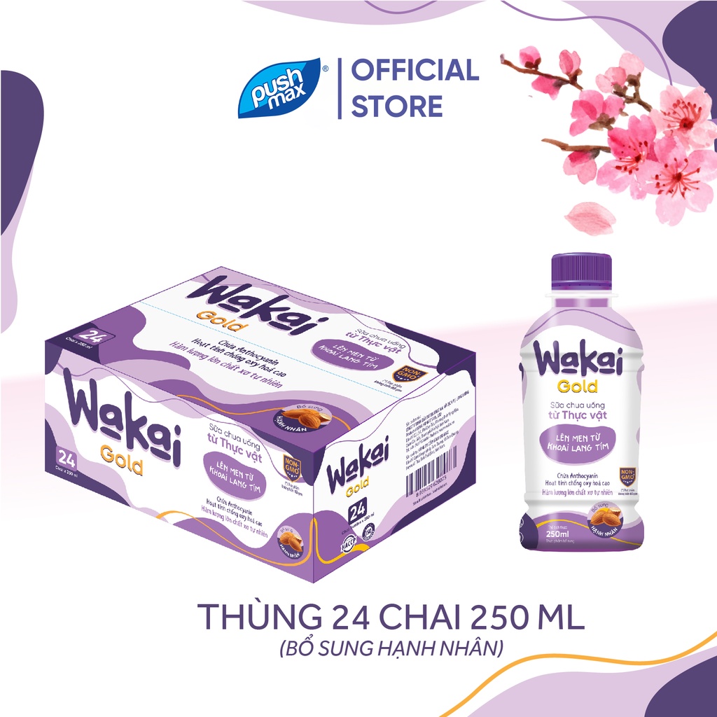Thùng 24 Chai Wakai Gold Sữa Chua Uống Từ Thực Vật (250ml x 24 chai) - Wakai