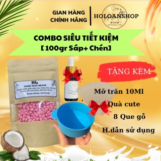Combo wax siêu tiết kiệm gồm 100gr sáp,chén silicol tặng kèm 10ml mỡ trăn.