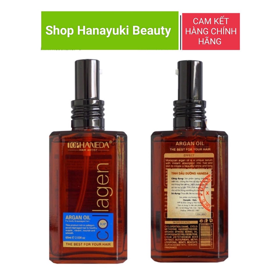 TINH DẦU DƯỠNG TÓC TOP HANEDA GIÚP TÓC KHÔ SƠ BÓNG MƯỢT, KHỎE-TOP HANEDA COLLAGEN ARGAN OIL 60ML