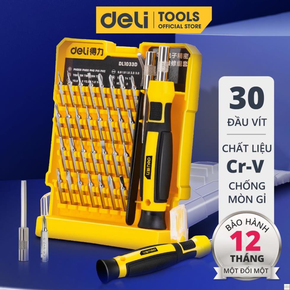 Bộ Tua Vít Sửa Chữa Đa Chức Năng Deli 30 Đầu Vít Cao Cấp - Chất Liệu Siêu Bền, Thiết Kế Gọn Nhẹ Tinh Tế - DL1033D .