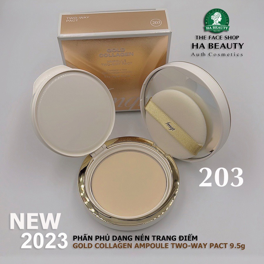 Phấn phủ trang điểm dưỡng da chống nắng Gold Collagen Ampoule Two Way Pact The Face Shop fmgt 9.5g SPF40 PA++