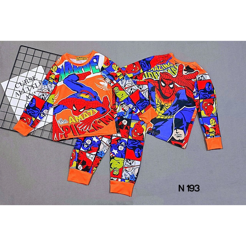 HOT TREND Bộ dài tay thun lạnh in 3D siêu anh hùng cực chất cho bé trai từ 10 đến 22kg - pikakids