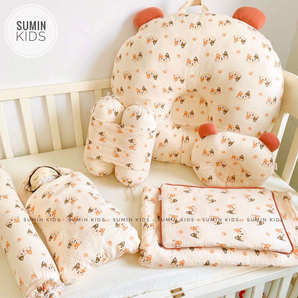 Gối chống trào ngược vải xô Muslin Organic cao cấp