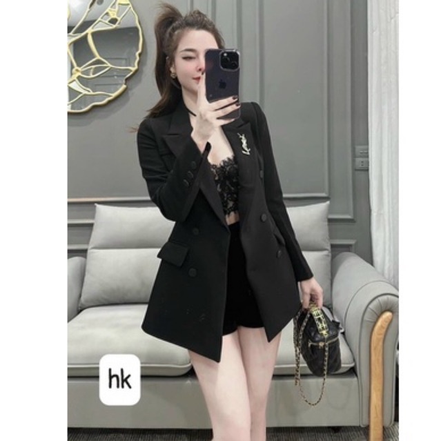 Áo blazer nữ áo vest dài tay hàng loại 1 kèm tag có đệm vai có túi thật chất vải 2 lớp dày dặn shop HK Design