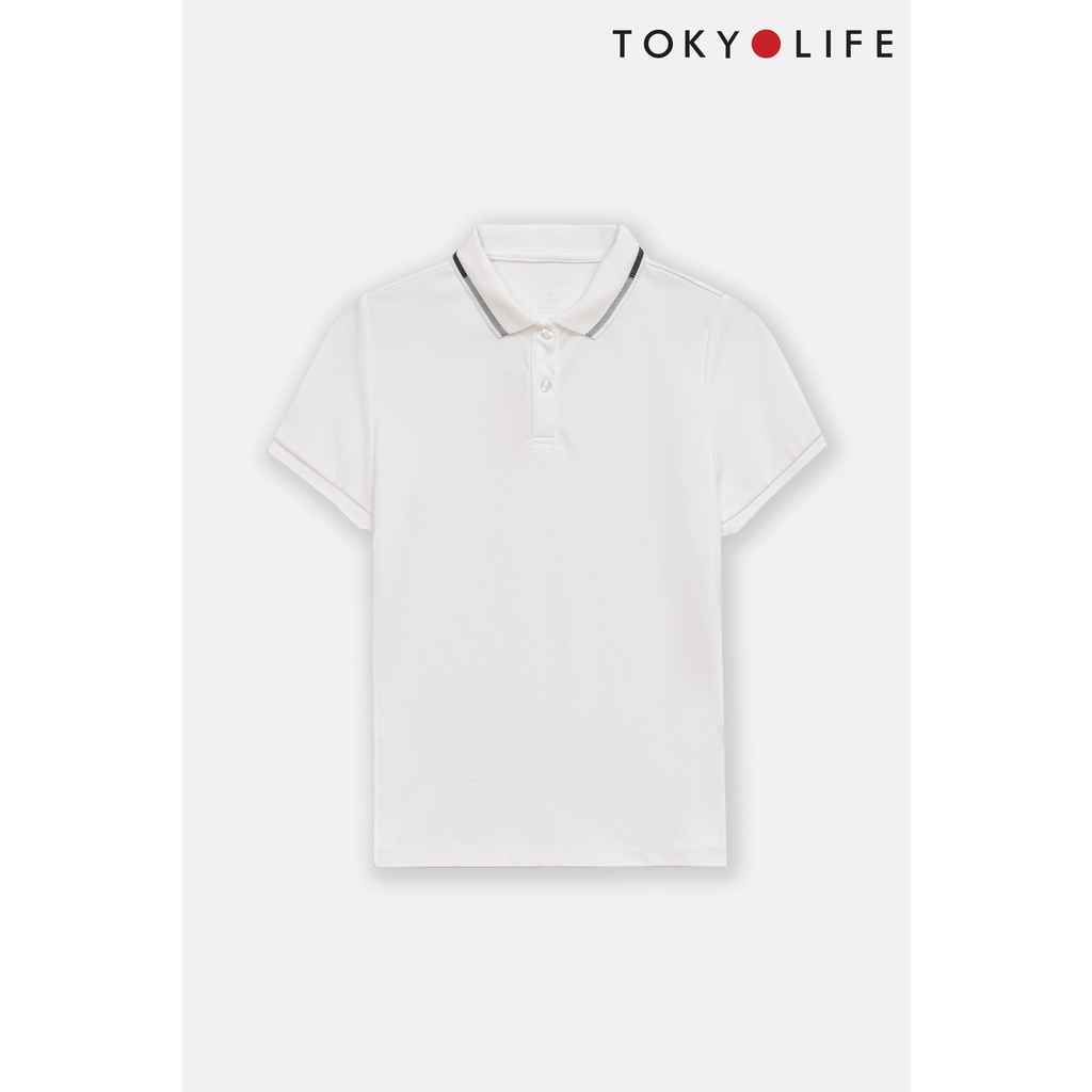 Áo Polo NỮ cổ phối kẻ melange TOKYOLIFE C9POL005K