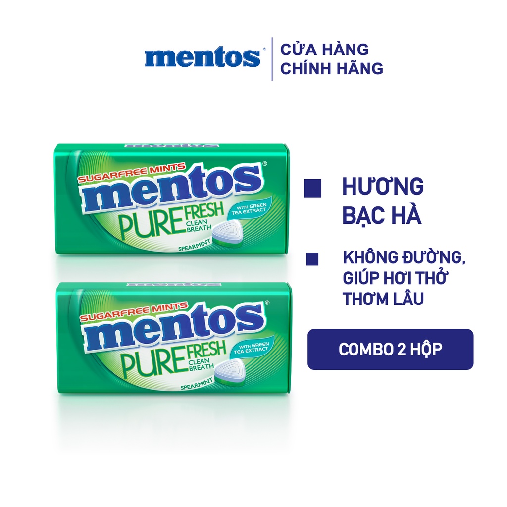 Combo 2 hộp thiếc Kẹo ngậm không đường Mentos Pure Fresh