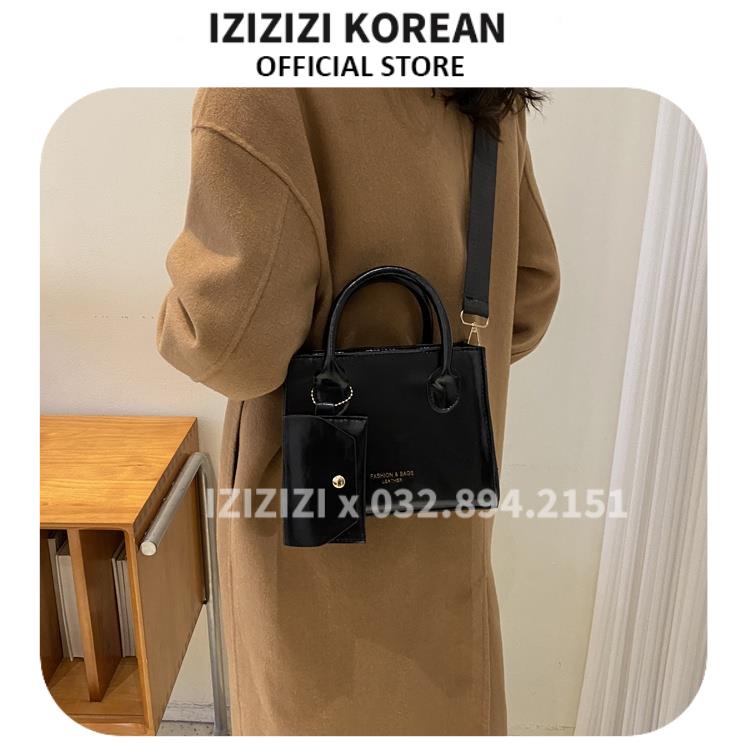 Túi xách nữ vuông đen kèm túi nhỏ  túi xách đeo chéo nữ Rezoe phong cách hàn quốc IZ7817A