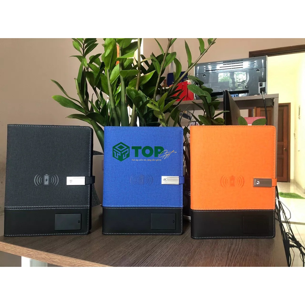 Quà tặng Sổ sạc công nghệ đa năng (Size A5 - tích hợp sạc tích điện 8.000mAh hỗ trợ sạc không dây và USD 16Gb)