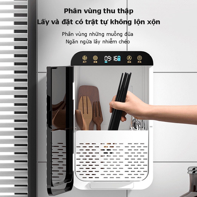 Máy sấy khô đũa thông minh Máy khử trùng đũa thìa có tia UV diệt khuẩn thông minh, Hộp đựng đũa thông minh đũa gắn tường