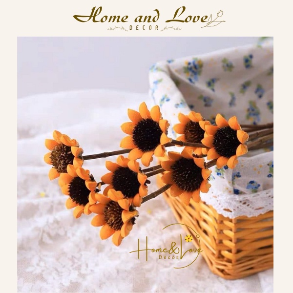 Hoa Hướng Dương Gỗ Mini - Hoa khô decor, trang trí nội thất